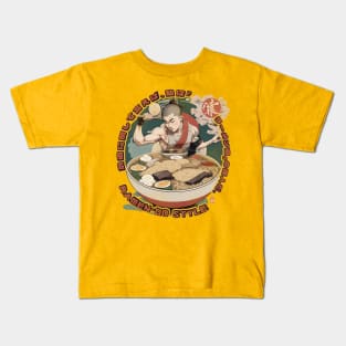 Martial Arts Ramen Noodles Fusion Shaolin Monk Kids T-Shirt